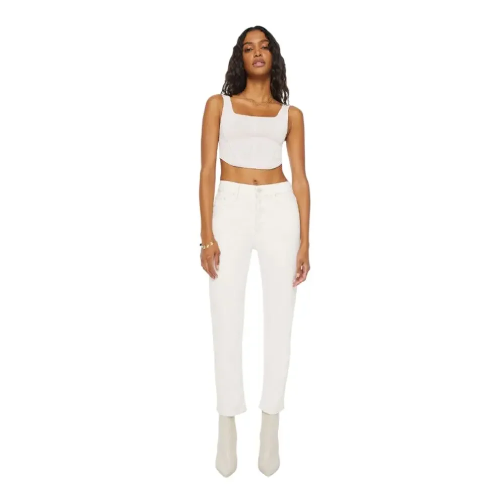 Mother White Cream Puffs Tomcat Ankle Straight Leg Jeans